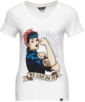 Queen Kerosin Damen We can do it T-Shirt, Offwhite, XXL