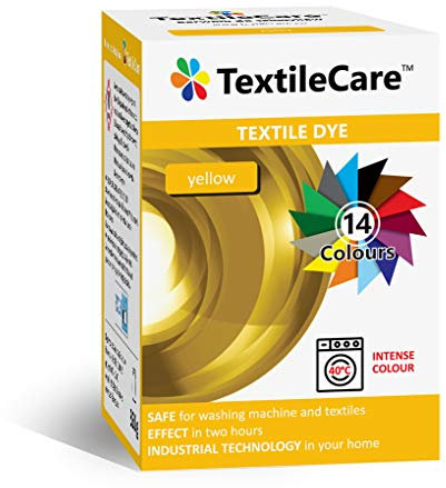 TextileCare - Tinte textil para lavadora para ropa y productos textiles, 350 g de tinte para 600 g de ropa, 14 colores (amarillo)