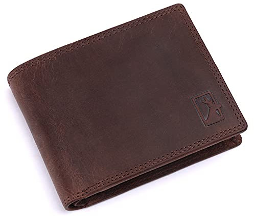 MERCANO® Geldbörse aus Leder mit RFID-Schutz | Geldbeutel mit geschützten Kartenfächern | aus hochwertigem Leder, mit Münzfach und Kreditkartenschutz (Braun)