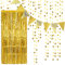 Lametta-Fransenvorhänge, Goldmetallic, schimmernder Vorhang, Partydekorationen, Fransenhintergrund, Wimpelkette, Banner, Glitzer, Papier, Sternform, Girlande für Geburtstagsparty, Tür