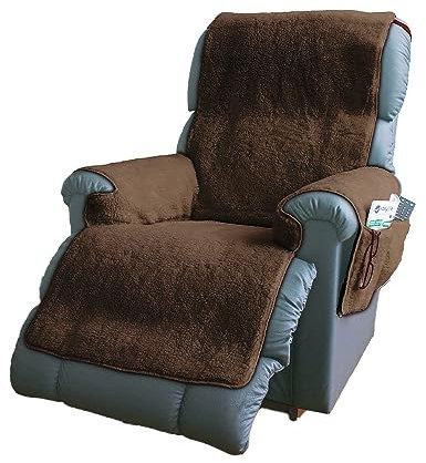 Easylife Fleece Recliner Chair Cover with 2 Side Pockets for TV Remote, Soft Fleece Arm Chair Cover, Slip-Resistant Backing, Non-Slip Strap, Fits Most Recliners, Machine Washable - Fully Guaranteed