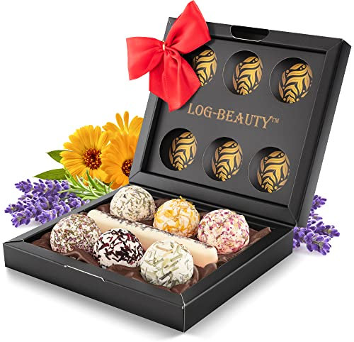 7 BIO Badebomben - Badekugeln Geschenkset mit Vitamin C - MADE IN GERMANY - Vegan - Wellness-Badezusatz-Set - Geschenke für Männer und Frauen - Muttertagsgeschenk