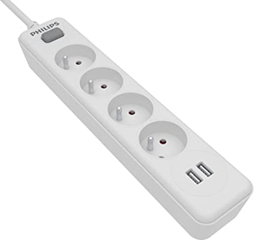 Philips 4-Fach Steckdosenleiste - SPN3042WA/19-230V - Weiß - mit USB