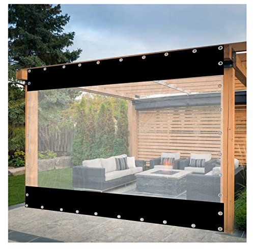 GYYN Clear Pergola Curtains Waterproof PVC Pergola Side Panels Outdoor with Eyelets 0.5mm Heavy Duty Tarpaulin for Gazebo, Porch, Customizable (Color : Black, Size : 2.5x5m)