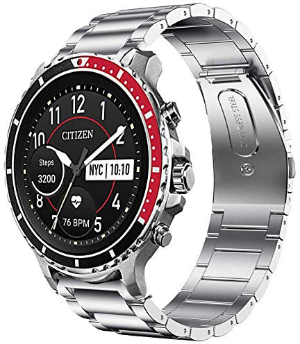 onetuo Compatible with Citizen CZ Bands, Stainless Steel Metal Replacement Straps Compatible for Citizen CZ Smartwatch (Silver)