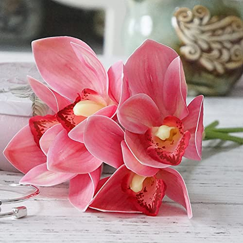 Equirider 4 Stück/Bündel weiße Orchidee Hochzeit Brautstrauß Latex künstliche Blumen Sammelalbum künstliche Hausdekoration