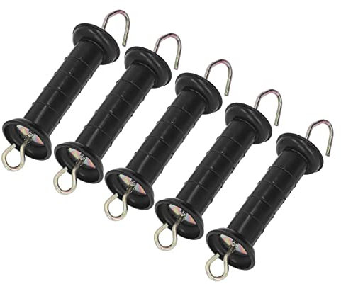TOPINCN Electric Fence Gate Handle, Insulated Gate Grip Bar with Metal Hook Heavy Duty Gate Handle Spring Gate Kit for Farm Pasture