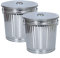 Jinfa | 2 Jeux Poubelle en métal galvanisé avec poignées et couvercle | Zinc | Diamètre Ø 36 cm - Hauteur 36,5 cm | Capacité: 35 litres