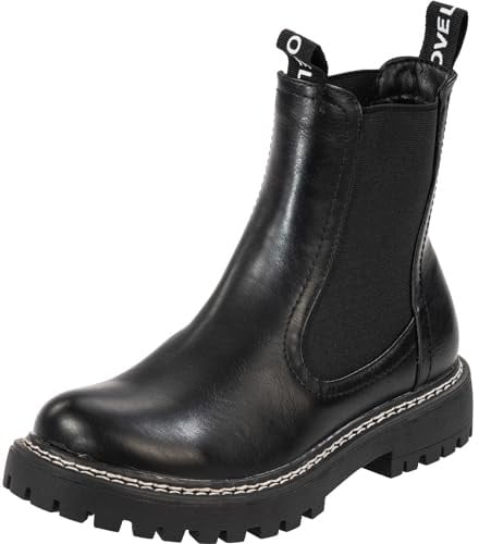 Palado Chelsea Boots Damen Dedej - bequeme Boots - leicht gefütterte Stiefel für Herbst & Winter - modische Stiefeletten Schwarz UK9 - EU42
