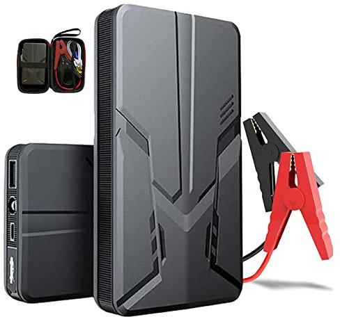 Avviatore Emergenza per Auto-3000A Avviatore Batteria Auto, 23800mAh Avviatore Emergenza per Auto, Avviatore Auto con QC 3.0 e Torcia a LED, Porta USB da per Smartphone (Nero)