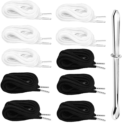 Lusofie Kordel für Hoodie 10 Stücke Kordelzug mit Einfachem Einfädler Hoodie Kordel Ersatz mit Flexiblem Kordeleinfädler für Hosen Trainingshosen Hoodie Jacken Schuhe (5 Schwarz und 5 Weiß)
