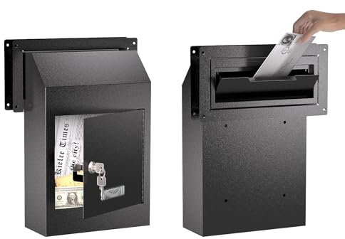 Metateel Through-The-Door Drop Box – Drop Deposit Mailbox with Slot Catcher, Heavy Duty Steel Mailbox with Lock for Secure Storage of Letters & Checks – Ideal for Home, Office, or Apartment