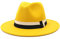 Fedora Trilby Filzhut Hut Lässiger Jazzhut Für Damen Und Herren Mode Hut Mit Großer Krempe Mode Hut Mit Flacher Krempe 58Cm Gelb