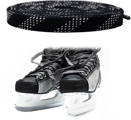 Cordones De Hockey sobre Hielo,Cordones Encerados De Hockey Patines,Cordones Planos Encerados,Cordones Anticongelantes,Cordones Encerados,Agujetas Enceradas para Patines De Hockey sobre Hielo-Negro