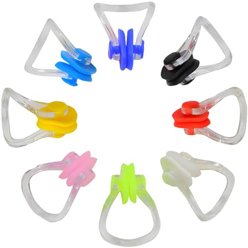 XFentech Pince-Nez de Natation - 8 Pièces Pince-Nez de Natation en Silicone Imperméable pour Enfants, Adulteset Débutants (Couleur Aléatoire)