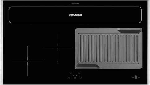 Oranier FlexX-Induktion KXI 1092 - Induktionskochfeld 90 cm mit Abluft-Umluft Kochfeldabzug & gerillte Grillplatte & Edelstahl Seitenleisten