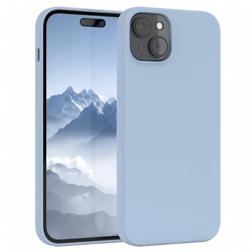 EAZY CASE Premium Silikon Handyhülle kompatibel mit iPhone 15 Plus Slimcover mit Kameraschutz und Innenfutter, Silikonhülle, Schutzhülle, Bumper, Handy Case, Hülle, Softcase, Hellblau