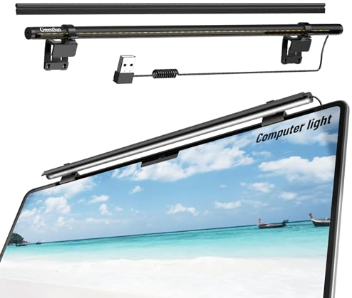 Monitor Lampe LED PC USB Screenbar Monitorlicht Schreibtischlampe Bildschirm Licht mit Auto-Dimmer Einstellbarer Farbtemperatur 3000K~6500K, Anti-blauem Licht, Blendfrei, für Büro Home Gaming Schwarz