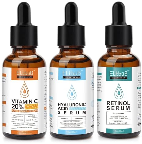 P-Beauty Anti-Aging Serum SET - 3x30ml für Gesicht | Vitamin C Serum, Hyaluronsäure Serum, Retinol Serum | hautaufhellend & feuchtigkeitsspendend | Gesichtspflege | Anti-Falten Serum 3er Set