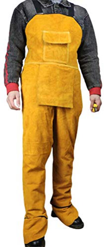 Grembiule Saldatura in Pelle, Grembiule Lavoro Ignifugo per Fabbro Falegname (BLUE)