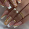 24 Stück Press on Nails, Glitzer French Künstliche Nägel, Milchig French Press on Nails,Nägel mit Leoparden Simulation，Acryl Full Cover Nägel Zum Aufkleben mit Kleber (A02)