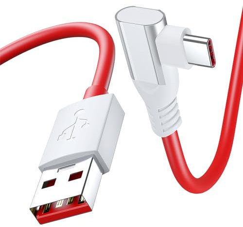 for OnePlus 8 Warp Charge Cable 6FT Right Angle USB A to C Cable for OnePlus 7 6T 6 5T Dash Charging Data Syncing SUPERVOOC Fast Charger Cord for OnePlus Open 12/ 12R 11 10 Pro Nord 8 Pro 7T Pro