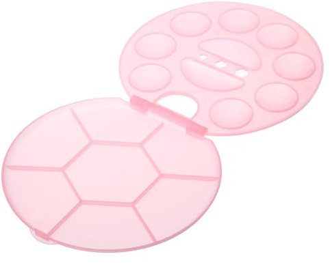 PATIKIL 8 Wells Paint Palette, Plastic Painting Tray Round Pallet Holder with Cover Lid Storage Organizer for Watercolor Gouache Oil Paint Art, Pink