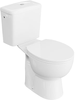 LAVITA CETO-ECO Kit complet de WC monobloc avec couvercle en céramique Cuvette WC debout + raccord WC
