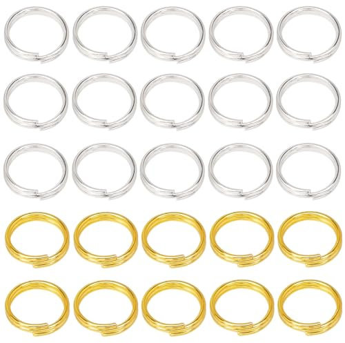 SOFPLATE 1 Box 600 Stück Kleine Geteilte Schlüsselringe 8 mm Schmuck Biegering Mit Doppelschlaufen Metall Runde Verbinder Messing Gold Silber Schlüsselanhänger Ringe Großpackung Für DIY Halsketten Arm