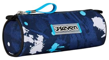 Seven Mäppchen, Federtasche für Schreibwaren, Etui für Stiften, Kugelschreiber, Kinder, Mädchen & Jungen, Schule, Grundschule, schwarz/blau