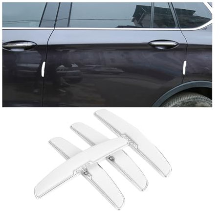 Adunsiaoto 4 Stück Anti-Scratch Auto Seitenkantenschutz, Universell Autotür-Antikollisionsstreifen, Galvanische Legierung Gummi Auto Tür Stoßstange Streifen(Weiß)