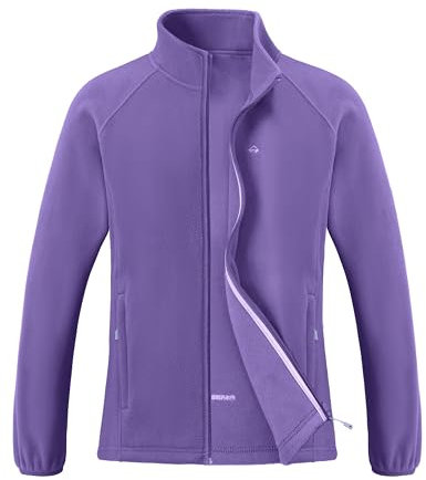 Pioneer Camp Damen Fleecejacke Leichte Fleece Jacket Reißverschluss Stehkragen Winter Warme Jacke Antistatische Sweatjacke mit Taschen Dämmerung Violett M