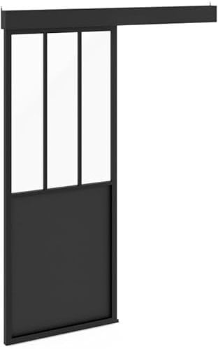IDMarket - Kit puerta corredera de 83 cm de metal + MDF con riel y fijaciones