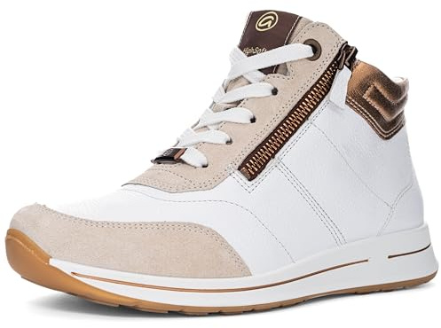ARA Damen Osaka Mid-Cut Sneaker, Shell Weiss Whisky,41.5 EU Weit