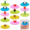 PXBSNB 12 PCS Silicone Glass Cup Cover, 10 CM Anti Dust Cup Covers for Drinks, Cute Cartoon Silicone Lids, Reusable Drink Covers, Leak Proof Silicone Cup Lids for Coffee Tea Wine Beer Mug