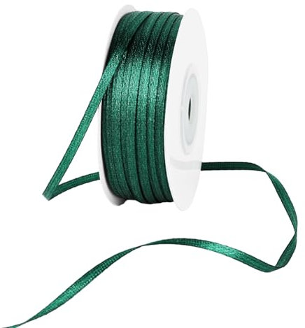 Geschenkband Grün, Satinband 3mm, Schleifenband Dunkelgrün, Bänder zum Basteln, Ribbon Band Grün, Dekoband für Hochzeit, Weihnachts Deko, Geburtstag Geschenkverpackung