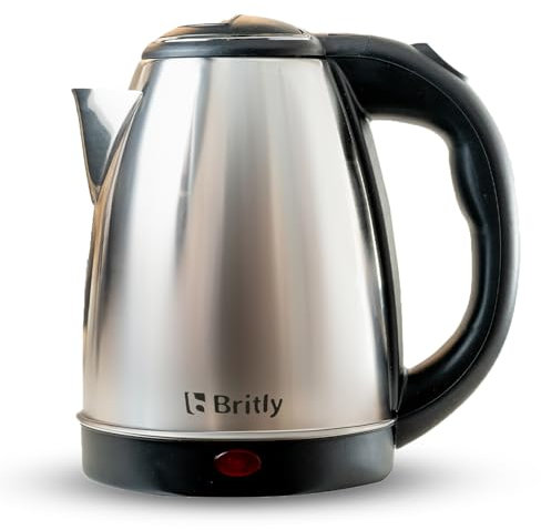 Britly Stainless Steel Cordless Electric Kettle | Boil Dry Protection & Auto Shut Off | 2L Jug Kettle for Hot Water, Tea, or Coffee | Swivel Base with Auto Lid Open, Light Indicator