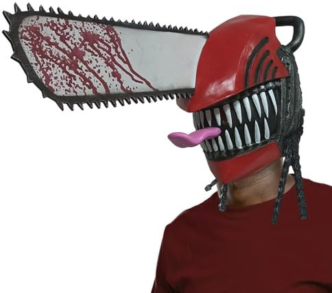 Toseky ChainsawMan Cosplay Maskss, ChainsawMan FullHead Maskss, ChainsawMan Helmet, Horror Anime Chainsaw Men Helmets Role Saw Maques Sickle Denji Saw Cosplay Denji Cyber Accessories Dress Up Outfi