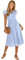 HEYPORK Damen Frühling Sommer Bequem Lässig Mode Elegant Kleider Frauen Beiläufige Feste Farbe V-Ausschnitt Taille Abnehmender Frischer Stil Kleid(A Blau, S)
