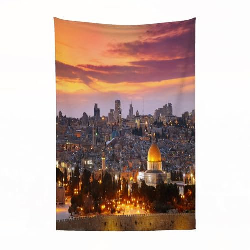 EYLOZS Kuscheldecke flauschig & super weich - hochwertige Fleecedecke auch als Wohndecke,Sofadecke & Wohnzimmer geeignet, Altstadt von Jerusalem Historisches Stadtzentrum Israel Twilight View100x130cm