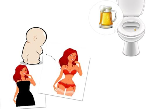 Lustige Toilettenaufkleber für Urinale, Hübsches Mädchen + Biermotiv, Farbwechseleffekt, 6 Stück
