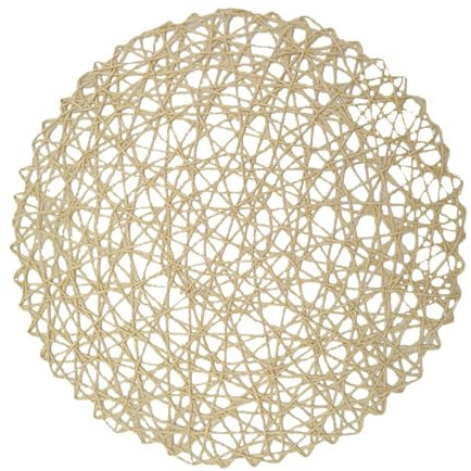 FGUUTYM Set di 3 tovagliette rotonde in corda di carta, intrecciate casualmente, tappetino isolante da tavolo, corda di carta, decorative, tovagliette in feltro (beige, A)