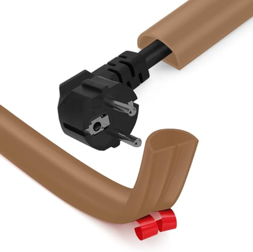 Flexibler Kabelkanal Selbstklebend - 6 Metre x 15mm x 10mm PVC Kabelschutz Boden für 1 Kabel, für Haus, Büro, Schule, Lager (Braun)