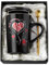 Jahrestag Geschenk Becher für Sie Ihn, Hab Dich Lieb Tasse Set - Lustiges Partner Geschenk für Männer, Verliebte Geburtstag, 400ml Schwarz Kaffeetasse mit Löffel Deckel Grußkarte, Edler Geschenkbox