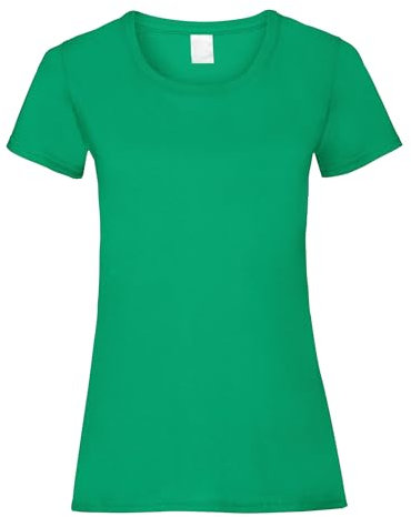 FIANA FASHIONS Women's Crew Neck Short Sleeve Plain Cotton T-Shirts Ladies Summer Soft Tees S-XXL Kelly Green