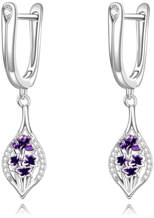 POPLYKE Orchidee Ohrringe 925 Sterling Silber Orchidee Dangle Ohrringe Floral Schmuck für Damen Sensible