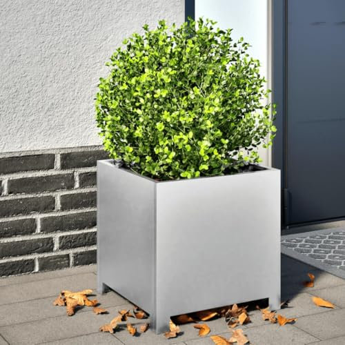 LLEZKBR Lot de 2 pots de fleurs en acier galvanisé pour la maison, le jardin, la pelouse et le jardin, 40 x 40 x 40 cm