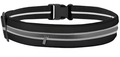 Marsupio running – Cintura da corsa per cellulare da jogging & Marsupio corsa running – Cintura porta soldi e Running belt regolabile per jogging, fitness e viaggi (Nero)