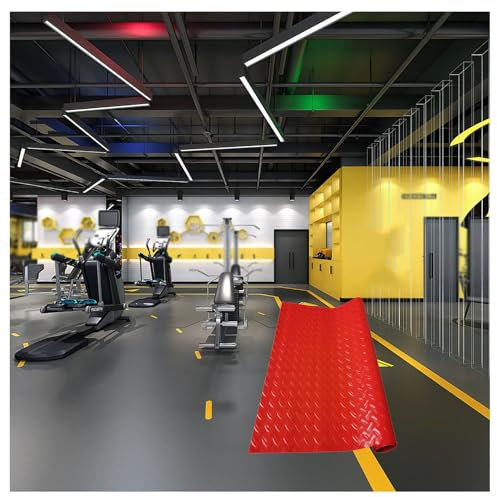 Tapis De Sol Garage Voiture, Antidérapant Tapis De Sol Caoutchouc, Rouleau De Tapis De Sol Robuste en PVC for Extérieur/Couloirs/Cuisine,Rouge,3mm 1.5×1m