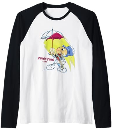 Disney Ink and Paint Jiminy Cricket from Pinocchio 1940 Raglan Baseball Tee